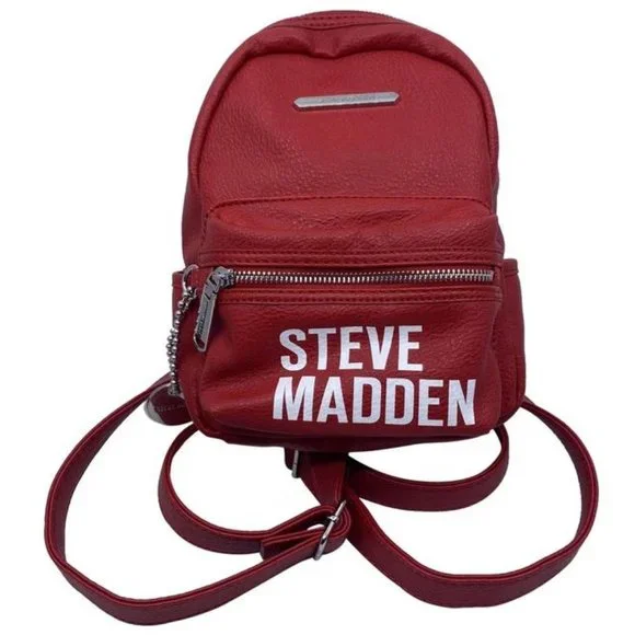 Steve Madden Red pleather Backpack with Matching Pouch Madden NYC Women main image 3